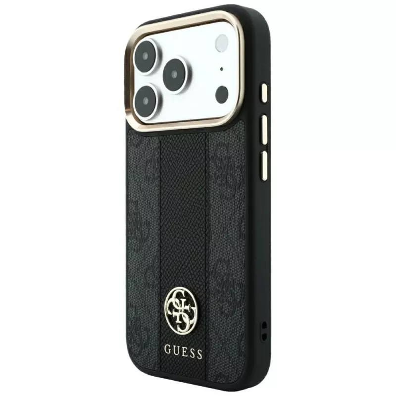 Guess 4G Stripe Round and Classic Logos MagSafe-Hülle für iPhone 18 Pro Max / 17 Pro Max - Schwarz