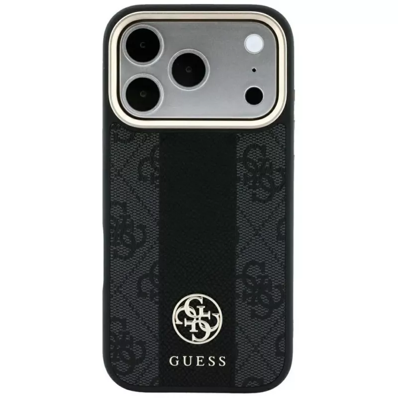 Guess 4G Stripe Round and Classic Logos MagSafe-Hülle für iPhone 18 Pro Max / 17 Pro Max - Schwarz