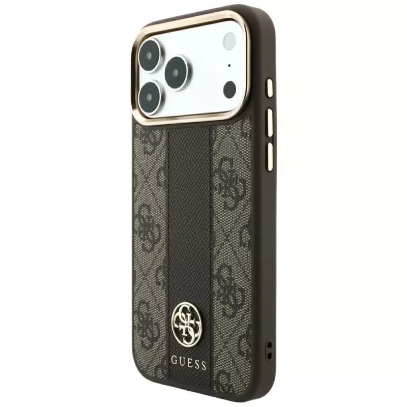 Guess 4G Stripe Round and Classic Logos MagSafe-Hülle für iPhone 18 Pro / 17 Pro - Braun