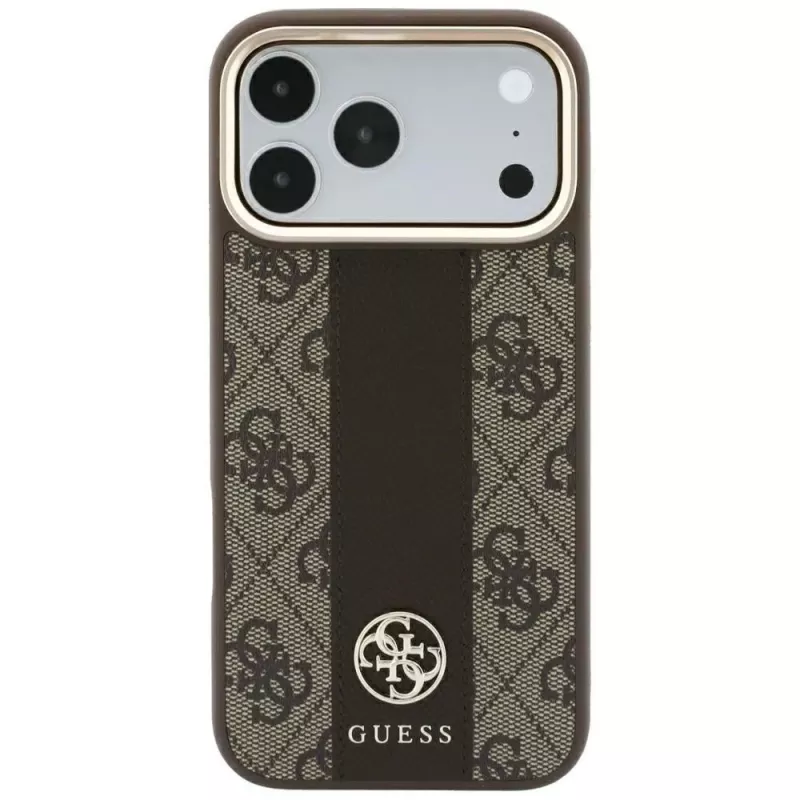 Guess 4G Stripe Round and Classic Logos MagSafe-Hülle für iPhone 18 Pro / 17 Pro - Braun