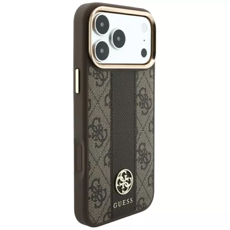 Guess 4G Stripe Round and Classic Logos MagSafe-Hülle für iPhone 18 Pro / 17 Pro - Braun