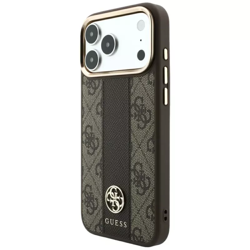 Guess 4G Stripe Round & Classic Logos MagSafe-Hülle für iPhone 18 Pro Max / 17 Pro Max - Braun