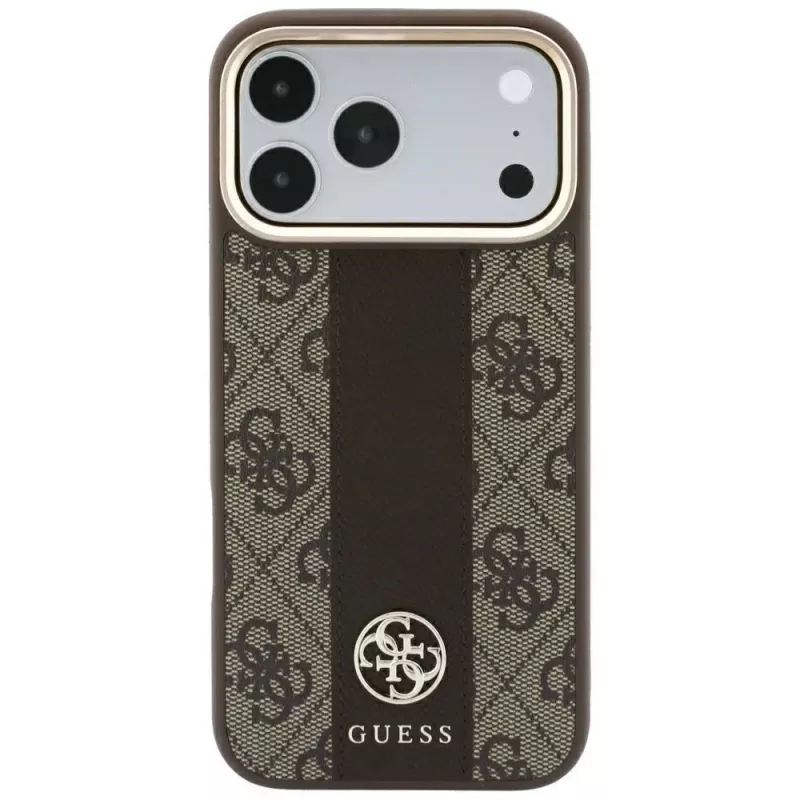 Guess 4G Stripe Round & Classic Logos MagSafe-Hülle für iPhone 18 Pro Max / 17 Pro Max - Braun