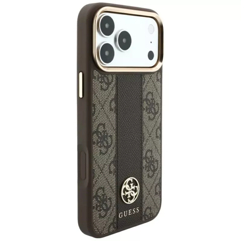 Guess 4G Stripe Round & Classic Logos MagSafe-Hülle für iPhone 18 Pro Max / 17 Pro Max - Braun