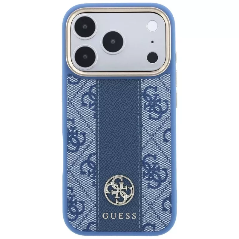 Guess 4G Stripe Round Classic Logos MagSafe-Hülle für iPhone 18 Pro Max / 17 Pro Max - Blau