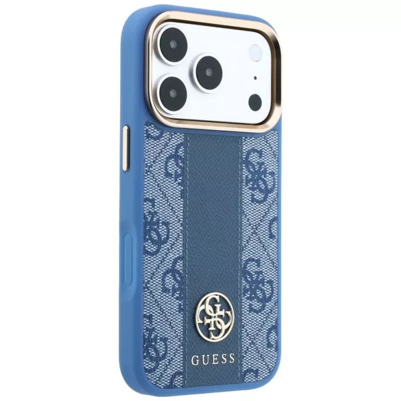Guess 4G Stripe Round Classic Logos MagSafe-Hülle für iPhone 18 Pro Max / 17 Pro Max - Blau
