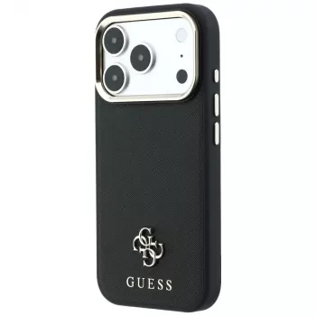 Guess Saffiano Small 4G & Classic Logo MagSafe Hülle für Apple iPhone 17 Pro Max / 18 Pro Max - Schwarz
