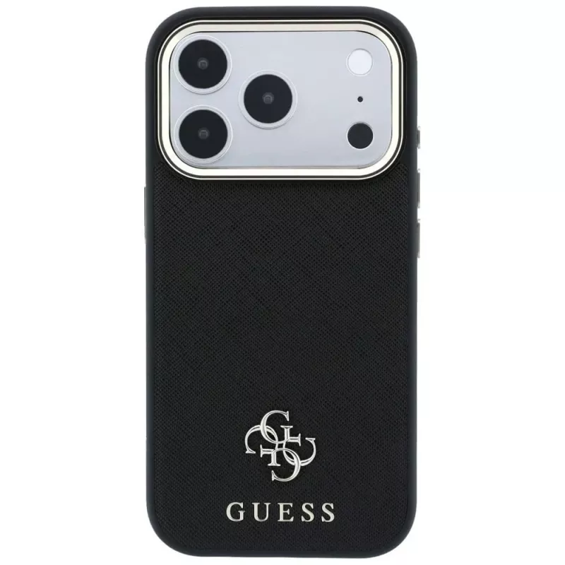 Guess Saffiano Small 4G & Classic Logo MagSafe Hülle für Apple iPhone 17 Pro Max / 18 Pro Max - Schwarz