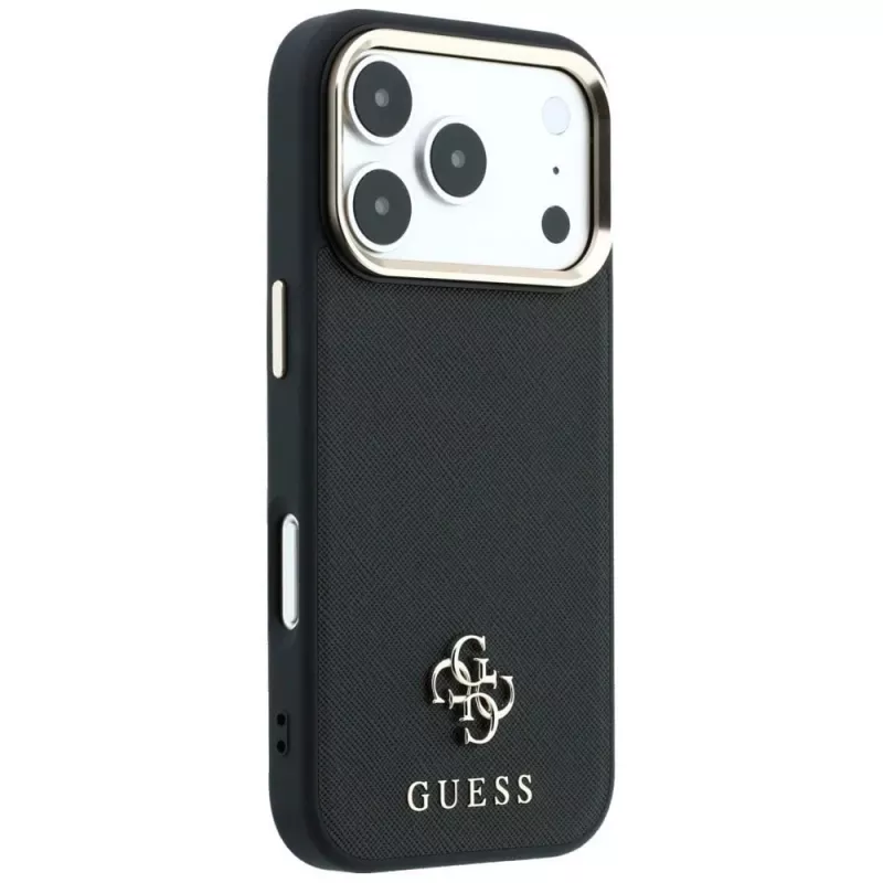 Guess Saffiano Small 4G & Classic Logo MagSafe Hülle für Apple iPhone 17 Pro Max / 18 Pro Max - Schwarz