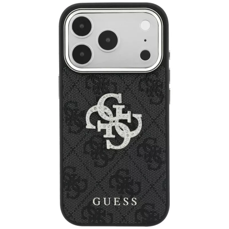 Guess 4G & Big Strass Logo Hülle für iPhone 17 Pro Max / 18 Pro Max - Schwarz