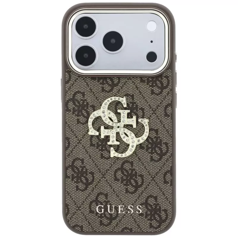 GUESS 4G & Big Strass Logo Rückseiten-Cover für Apple iPhone 17 Pro Max / 18 Pro Max - Braun
