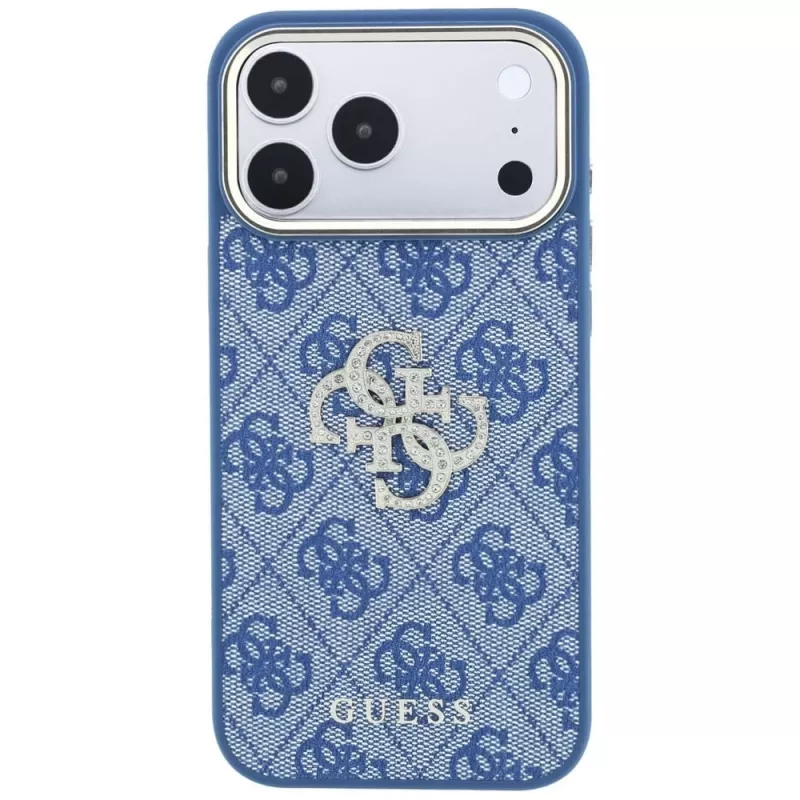 GUESS 4G & Big Strass Logo Hard Case für iPhone 18 Pro / 17 Pro - Blau