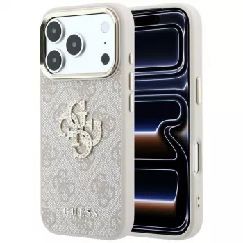 Guess 4G Big Strass Logo Hülle für iPhone 17 Pro / 18 Pro - Pink