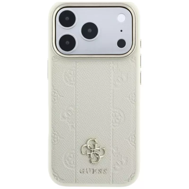 Guess Stripe Peony 4G Logo MagSafe Hülle für Apple iPhone 18 Pro / 17 Pro – Beige