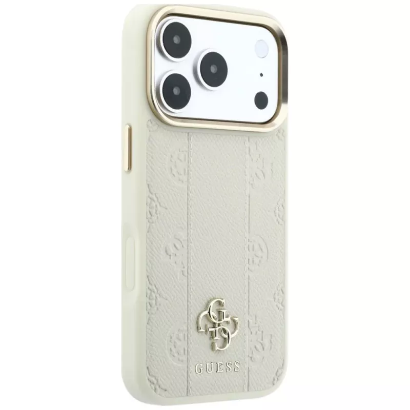 Guess Stripe Peony 4G Logo MagSafe-Hülle für iPhone 18 Pro Max / 17 Pro Max - Beige