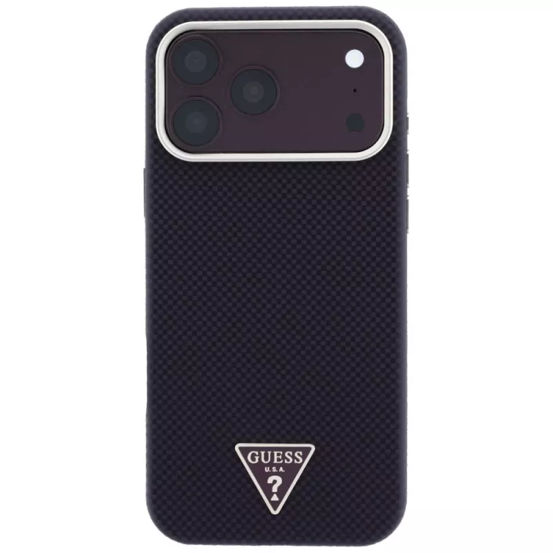 Guess Kevlar Triangle Logo MagSafe-Hülle für iPhone 17 Pro / 18 Pro - Burgunderrot