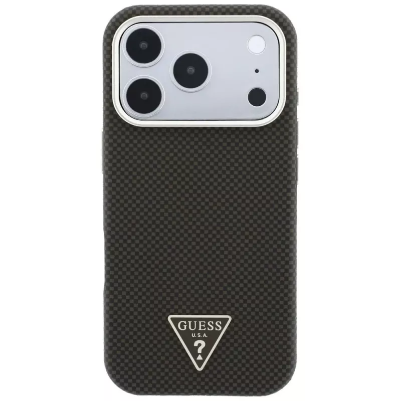 GUESS Kevlar Triangle Logo MagSafe-Hülle für iPhone 17 Pro Max / 18 Pro Max - Braun