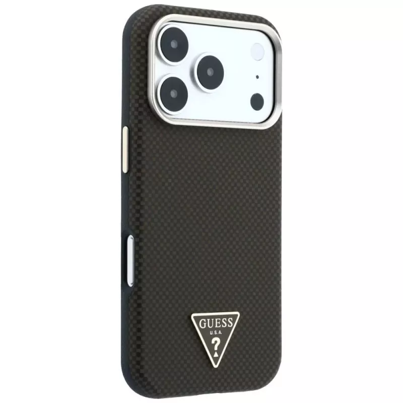 GUESS Kevlar Triangle Logo MagSafe-Hülle für iPhone 17 Pro Max / 18 Pro Max - Braun