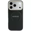 Guess Saffiano Peony & Ring MagSafe Hülle für iPhone 18 Pro Max / 17 Pro Max - Schwarz