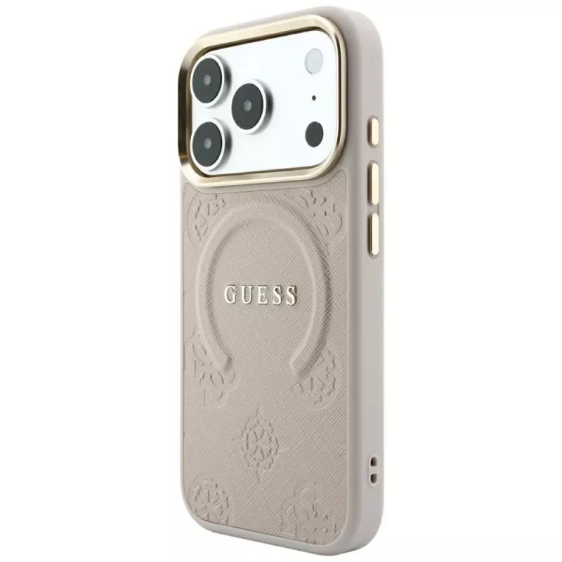 Guess Saffiano Peony & Ring MagSafe Hülle für iPhone 18 Pro / 17 Pro - Pink