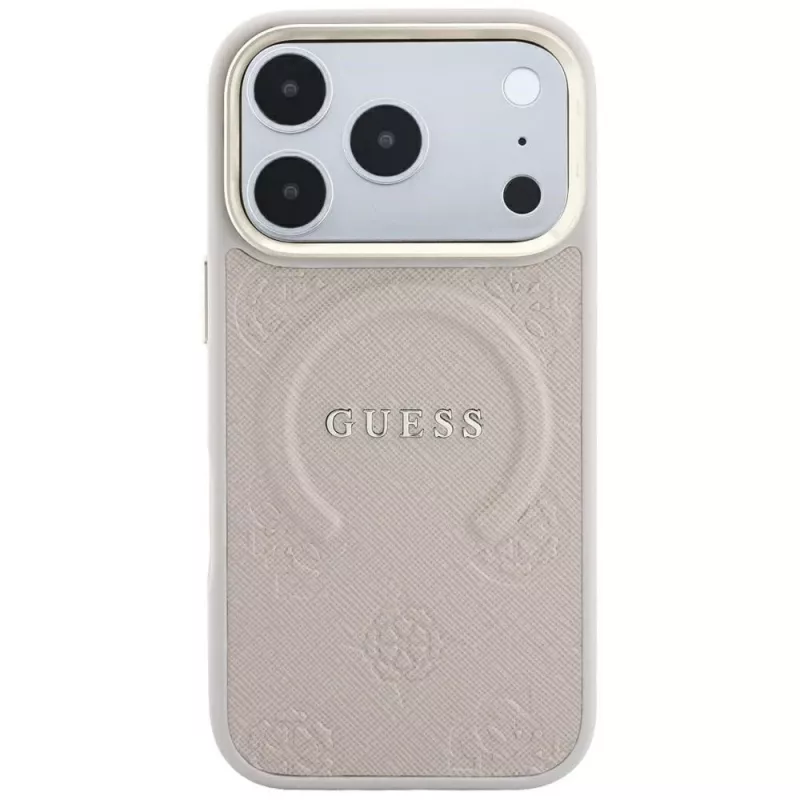 Guess Saffiano Peony & Ring MagSafe Hülle für iPhone 18 Pro / 17 Pro - Pink