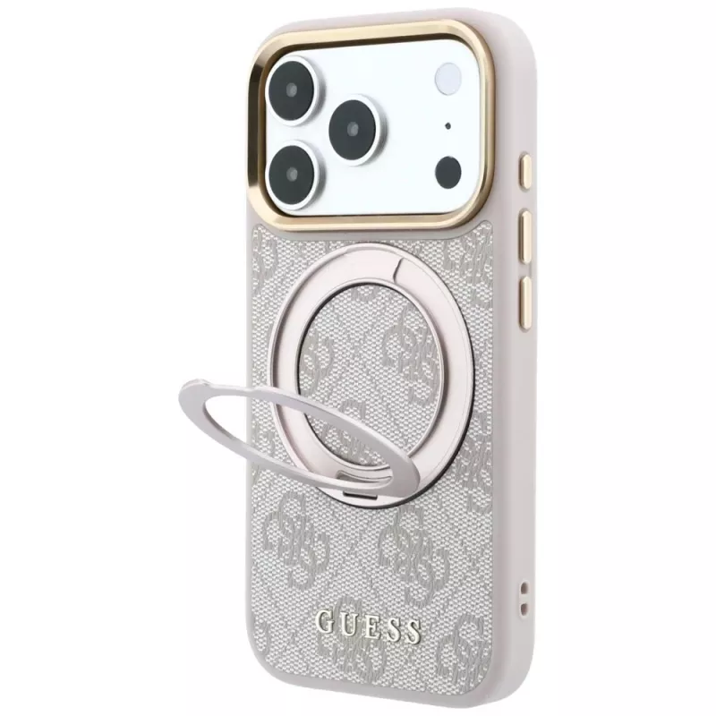 Guess Ring Stand 360 4G Classic Logo MagSafe Hülle für iPhone 18 Pro Max / 17 Pro Max - Pink