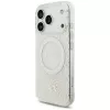 GUESS IML Flowers Allover Electroplated MagSafe-Hülle mit Perlenband für iPhone 18 Pro / 17 Pro - Weiß