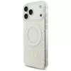 GUESS IML Flowers Allover Electroplated Case mit Perlenarmband MagSafe für iPhone 18 Pro Max / 17 Pro Max Weiß
