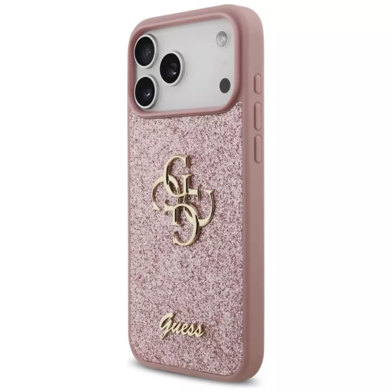 GUESS Fixed Glitter Big 4G Hülle für iPhone 18 Pro Max / 17 Pro Max - Pink