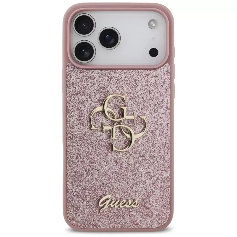 GUESS Fixed Glitter Big 4G Hülle für iPhone 18 Pro Max / 17 Pro Max - Pink