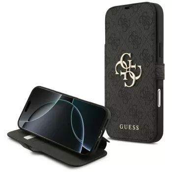 Guess Book 4G Metal Logo Hülle für iPhone 18 Pro Max / 17 Pro Max, Schwarz