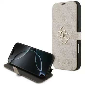 GUESS Book 4G Metal Logo Folio-Hülle für iPhone 18 Pro Max / 17 Pro Max - Pink