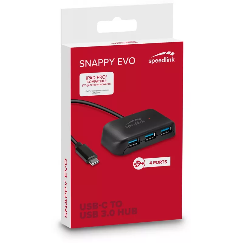Speedlink Snappy Evo USB-C auf 4-Port-USB-3.0-Hub (SL-140202-BK)