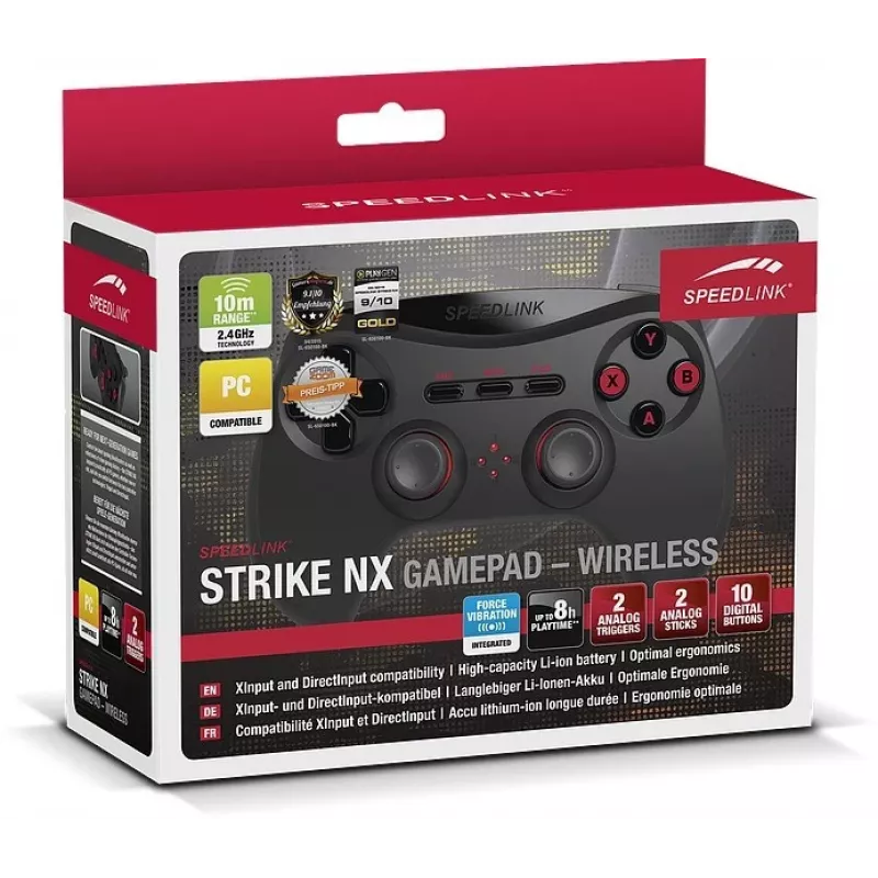Speedlink Strike NX Kabelloses Gamepad für PC/PS3, Schwarz (SL-650100-BK-01)