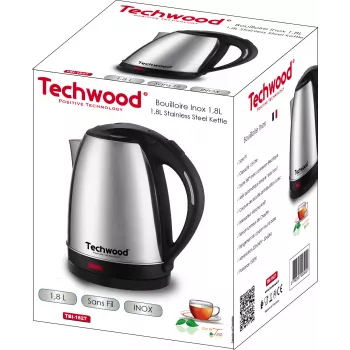 Techwood TBI-1827 kabelloser Edelstahl-Wasserkocher, 1,8 L (TBI-1827)