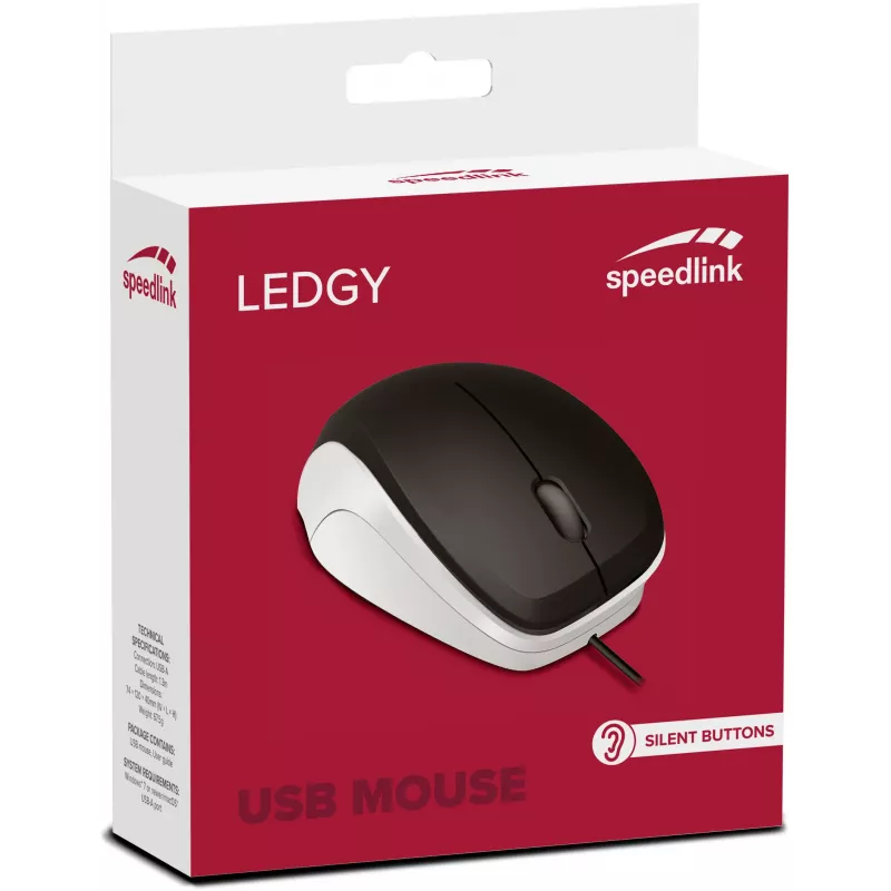 Speedlink Ledgy Silent Maus, schwarz/weiß (SL-610015-BKWE)