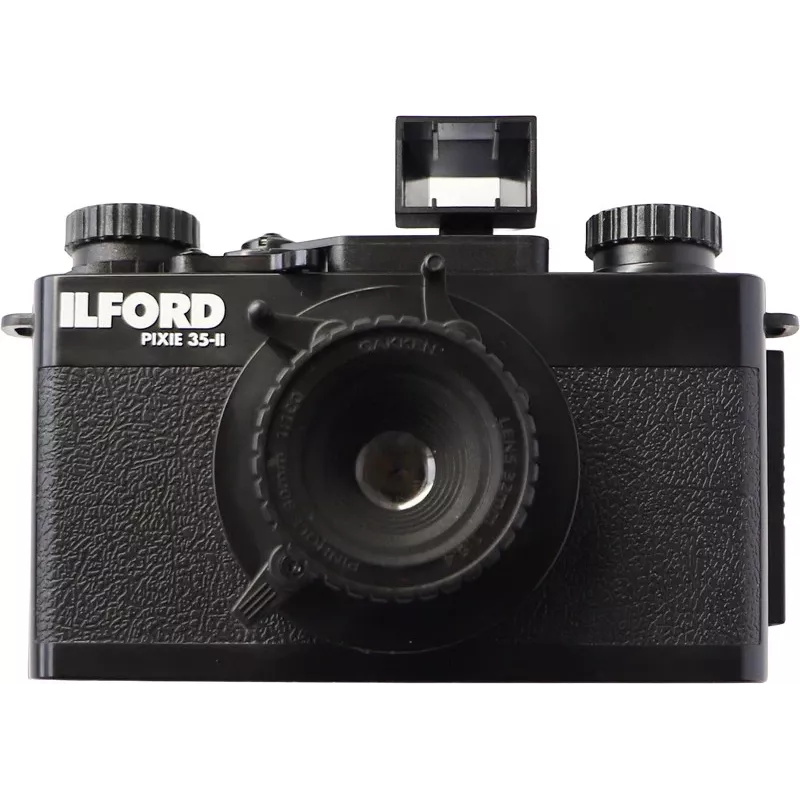ILFORD PIXIE 35mm Point & Shoot Filmkamera – Silber/Schwarz, eingebauter Blitz, Autofokus