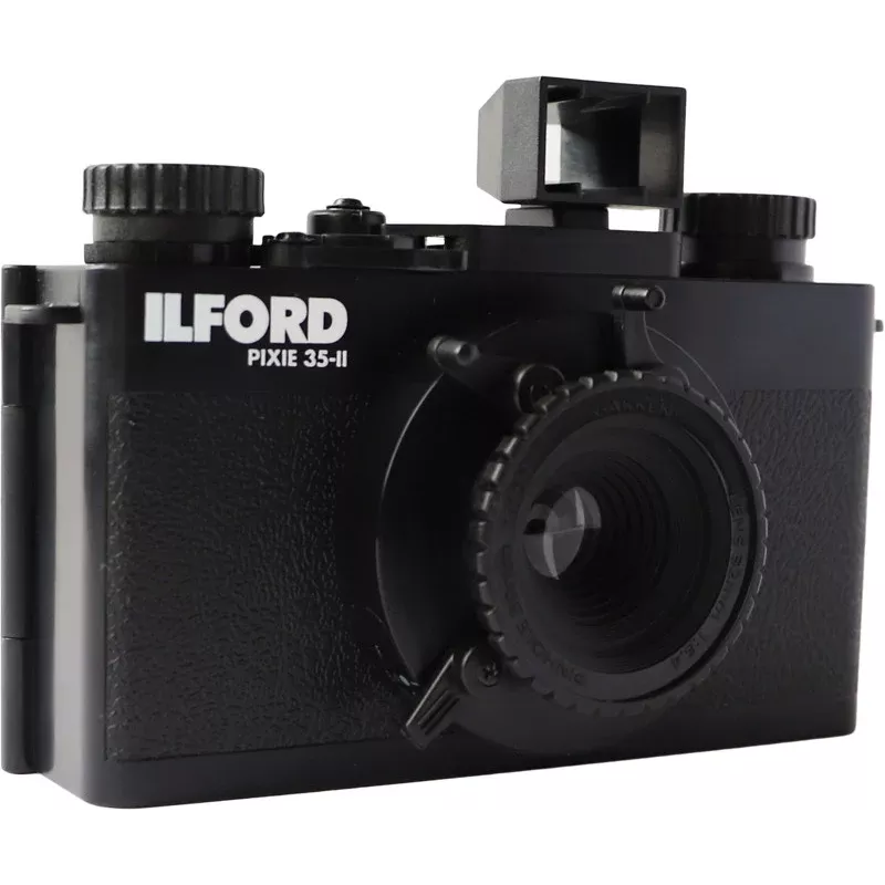 ILFORD PIXIE 35mm Point & Shoot Filmkamera – Silber/Schwarz, eingebauter Blitz, Autofokus