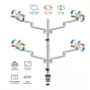 Logilink Quad Monitor Halterung, 17-32 Zoll, Aluminium, Silber