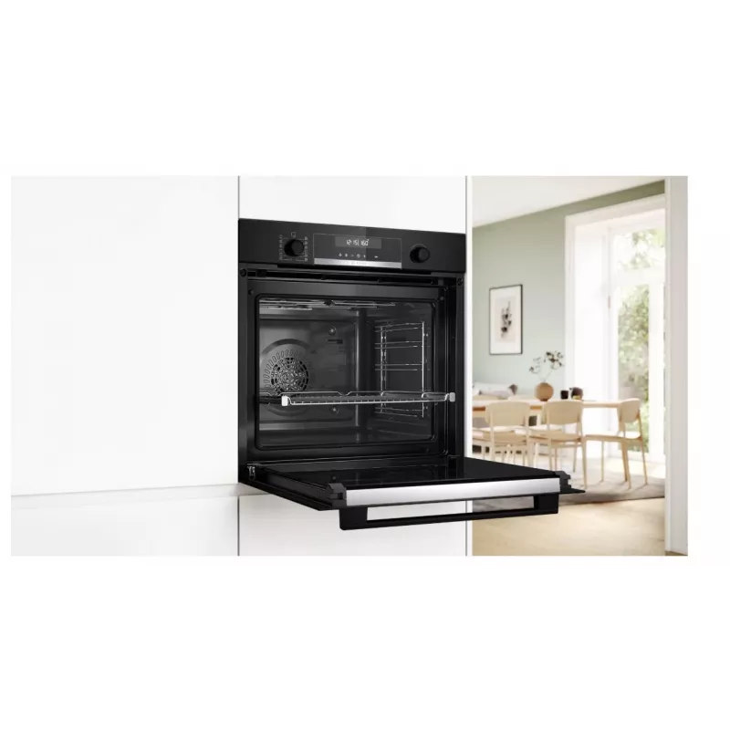 BOSCH Serie 6 Einbauofen mit AirFry, 71L, Pyrolyse-Selbstreinigung, Schwarz (HBG578EB3)