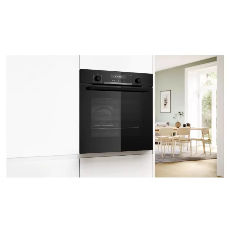 BOSCH Serie 6 Einbauofen mit AirFry, 71L, Pyrolyse-Selbstreinigung, Schwarz (HBG578EB3)