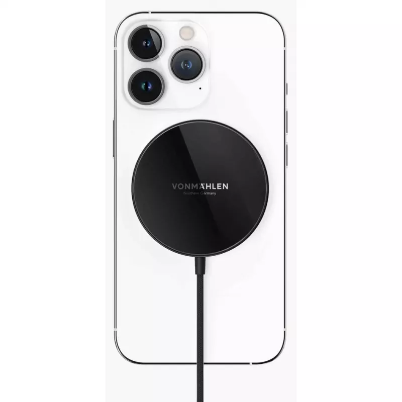 Vonmählen Aura Mini Magnetisches kabelloses Ladegerät mit USB-C-Kabel, 15W, Schwarz
