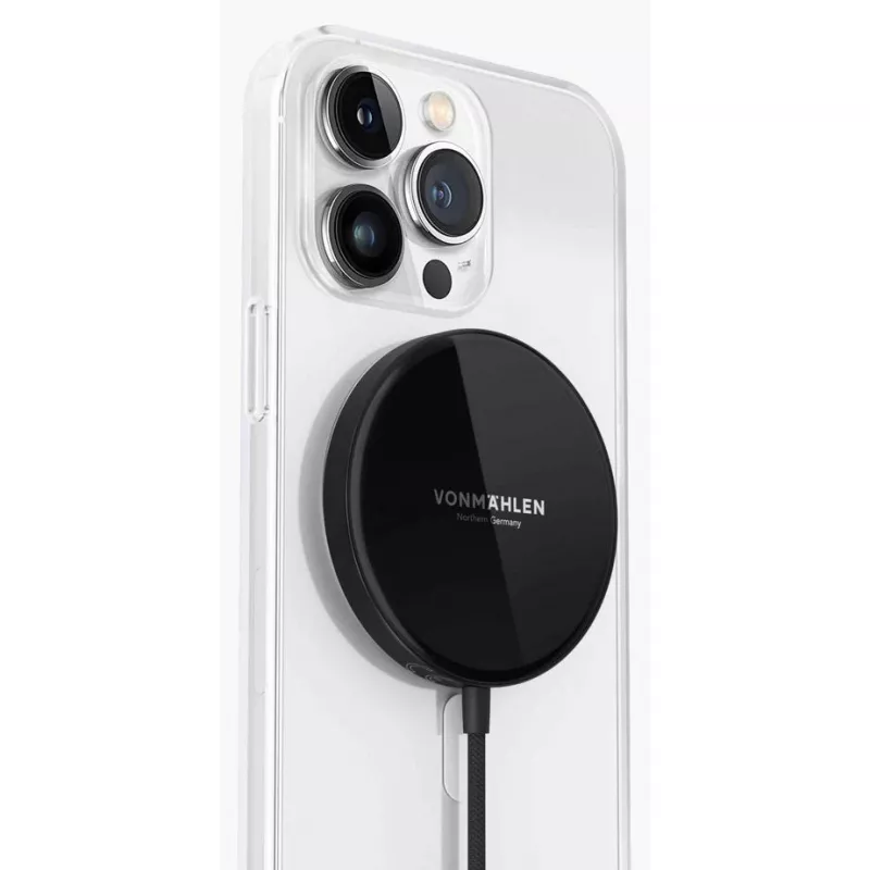 Vonmählen Aura Mini Magnetisches kabelloses Ladegerät mit USB-C-Kabel, 15W, Schwarz