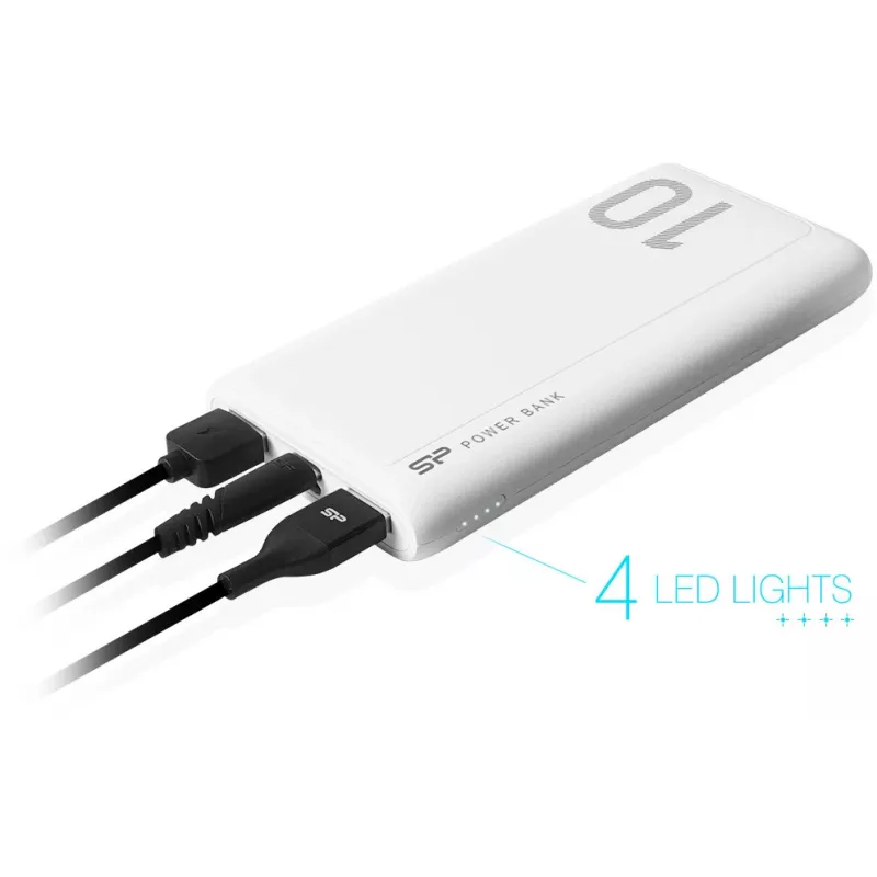 Silicon Power GP15 10000 mAh Powerbank, weiß (SP10KMAPBKGP150W)
