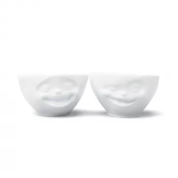 FIFTYEIGHT PRODUCTS Schüssel-Set 200ml - Lachend & Zwinkernd, Weiß (2-teilig)