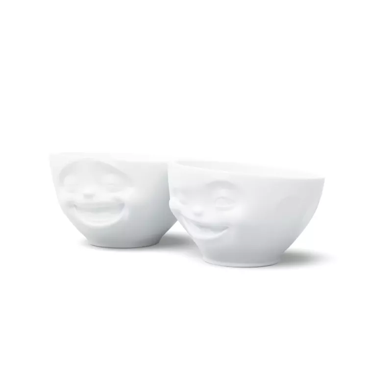 FIFTYEIGHT PRODUCTS Schüssel-Set 200ml - Lachend & Zwinkernd, Weiß (2-teilig)
