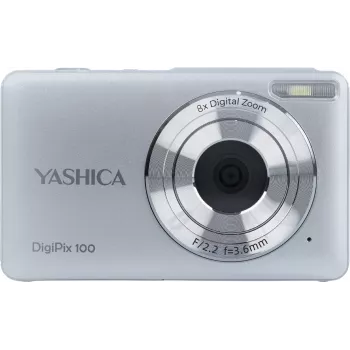 Yashica DigiPix 100 kompakte Digitalkamera, 8 MP, 2,4-Zoll-IPS-Bildschirm, Silber (YAS-DG100PP-SV)