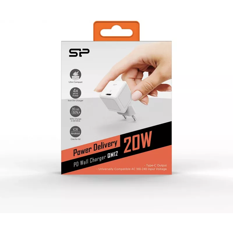 Silicon Power Boost Charger QM12 20W USB-C PD Ladegerät, weiß (SP20WASYQM121PCW)