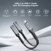 Unitek USB-C Audio- & Ladeadapter mit 60W Power Delivery, 15 cm, Space Grey