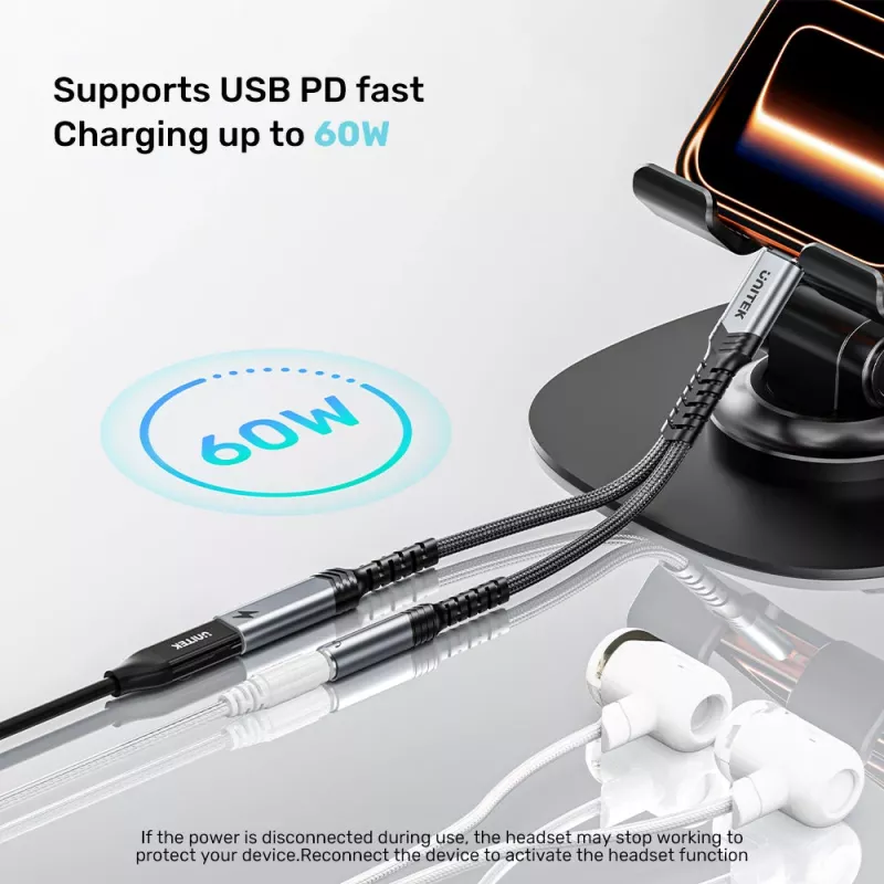 UNITEK USB-C auf 3,5 mm Audio-Adapter mit PD